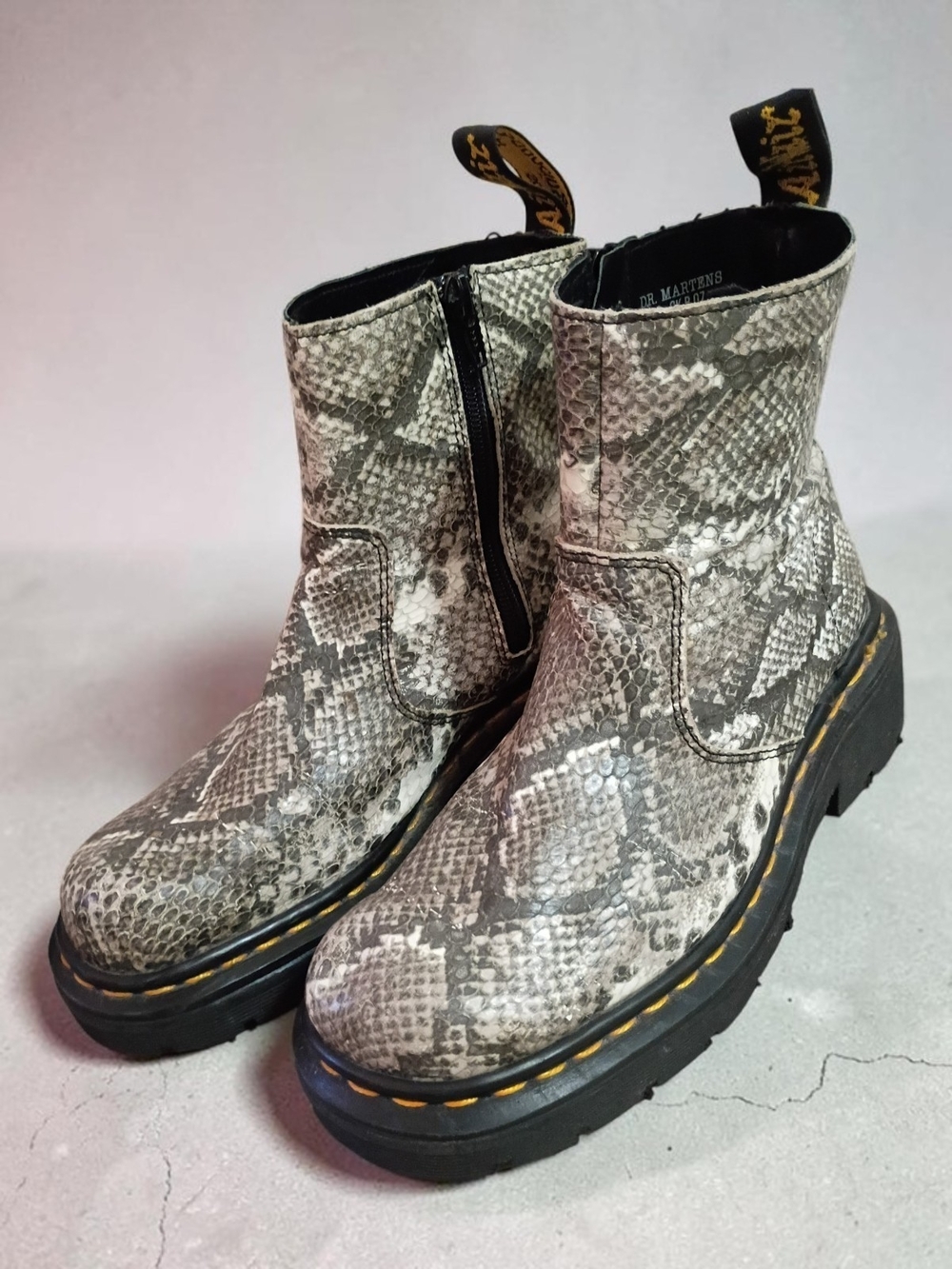 Vintage 90s Dr. Martens Chelsea Snake Print Rare Boots